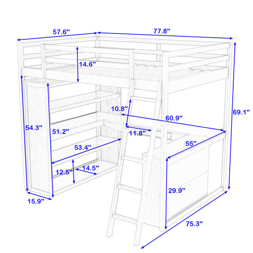 Harriet Bee Hadees Full Loft Bed with BuiltinDesk by Harriet Bee
